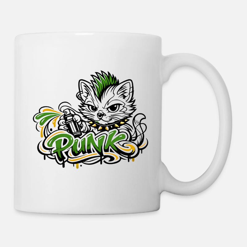 Punkkatz Graffiti Mohawk - Tasse - Weiß