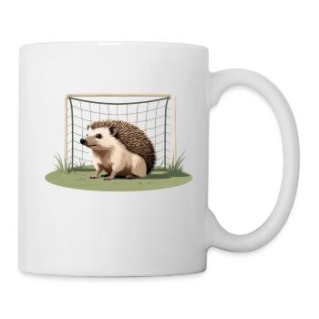 Igel vor Tor im Fußballfeld - Tasse - Weiß - Rechts