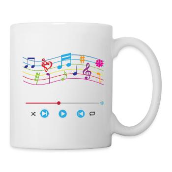 Notes de musique, lecteur de musique, symboles musicaux colorés - Mug blanc - blanc - Droite