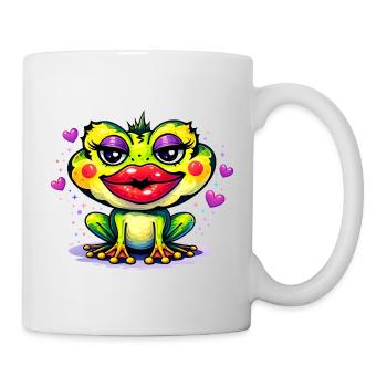 Lustige Kröte mit Lippen – buntes Comic Tiermotiv - Tasse - Weiß - Rechts