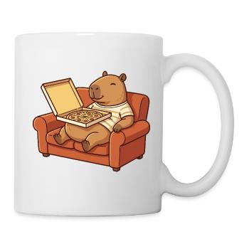 Capybara Sofa Pizza gemütliches Tierdesign - Tasse - Weiß - Rechts