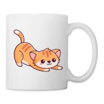 Chaton orange en étirement adorable - Mug blanc - blanc - Droite