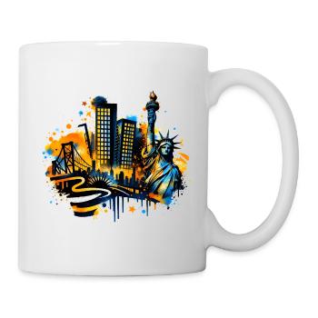 New York Skyline mit Freiheitsstatue - Tasse - Weiß - Rechts