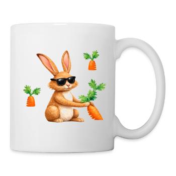 Bunny with sunglasses and carrot - Mug - white - Right