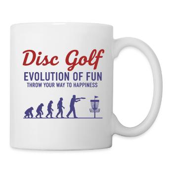Disc Golf Evolution Of Fun Wirf Dich Zu - Tasse - Weiß - Rechts
