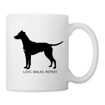 Hund Love Walks Repeat Mischling - Tasse - Weiß - Rechts