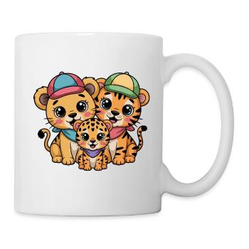 Amis Lion Tigre-Léopard mignons – Papillon animal drôle - Mug blanc - blanc - Droite