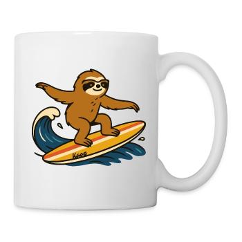 Surfing sloth on surfboard - Mug - white - Right