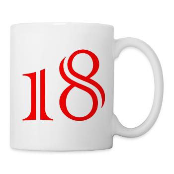 18. 18 JAHRE ALT. 18-JÄHRIGES JUBILÄUM. 18. GEBURTSTAG. - Tasse - Weiß - Rechts