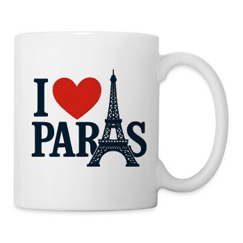 Ich liebe Paris Eiffel Herz - Tasse - Weiß - Rechts