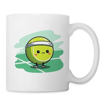 Kawaii Tennisball auf Court - Tasse - Weiß - Rechts