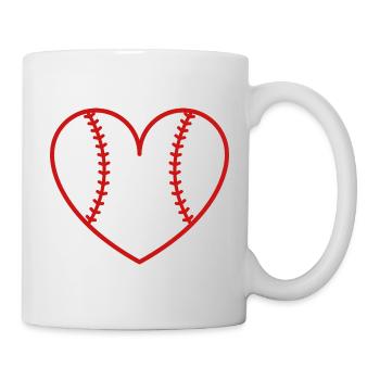 Cœur du baseball softball - Mug blanc - blanc - Droite
