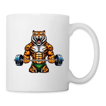 Starker Fitter-Tiger Illustration - Tasse - Weiß - Rechts