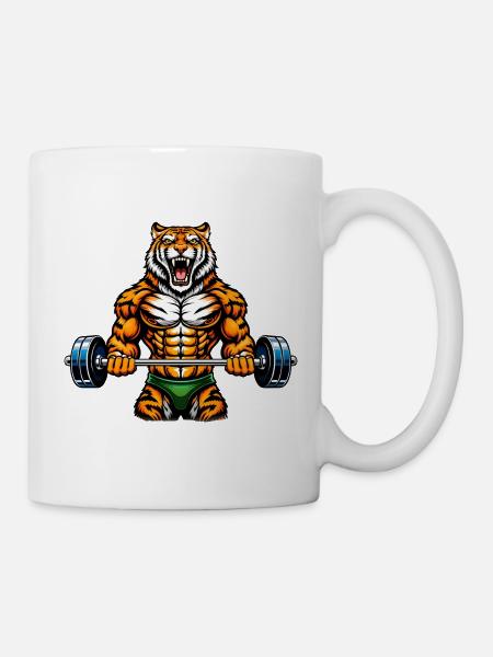 Starker Fitter-Tiger Illustration - Tasse - Weiß