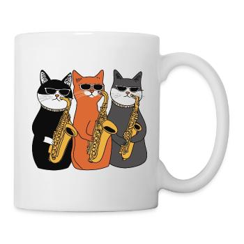 Katzen Saxophon Trio - Tasse - Weiß - Rechts