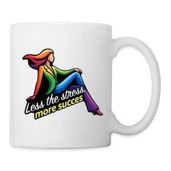 Less stress, more success - Mug - white - Right