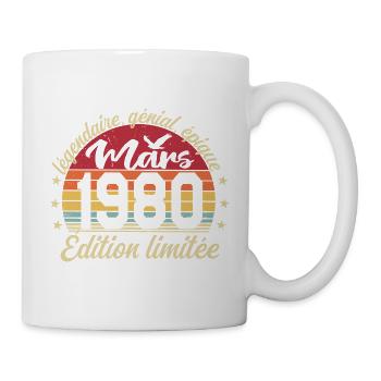 March 1980 46 Years Birthday Gift March 1980 - Mug - white - Right