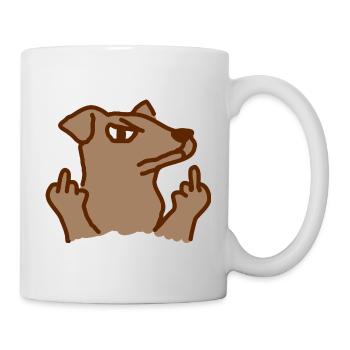 Dog shows the middle finger - Mug - white - Right