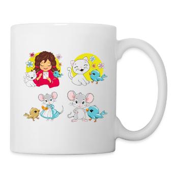 Cute_birdie_and_her_friends - Mug blanc - blanc - Droite