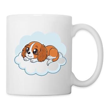 Chiot Cavalier King Charles rêveur sur un nuage - Mug blanc - blanc - Droite