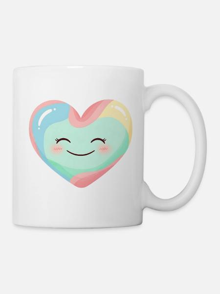Pastellherz Lächelnd Regenbogen - Tasse - Weiß