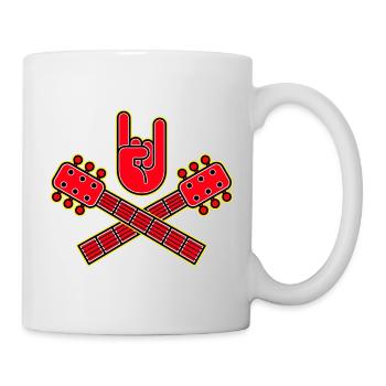 Guitares croisées avec emblème de la main rock - Mug blanc - blanc - Droite
