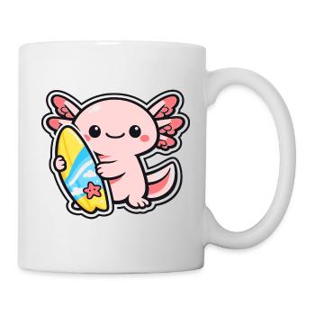 Kawaii Axolotl with Surfboard - Mug - white - Right