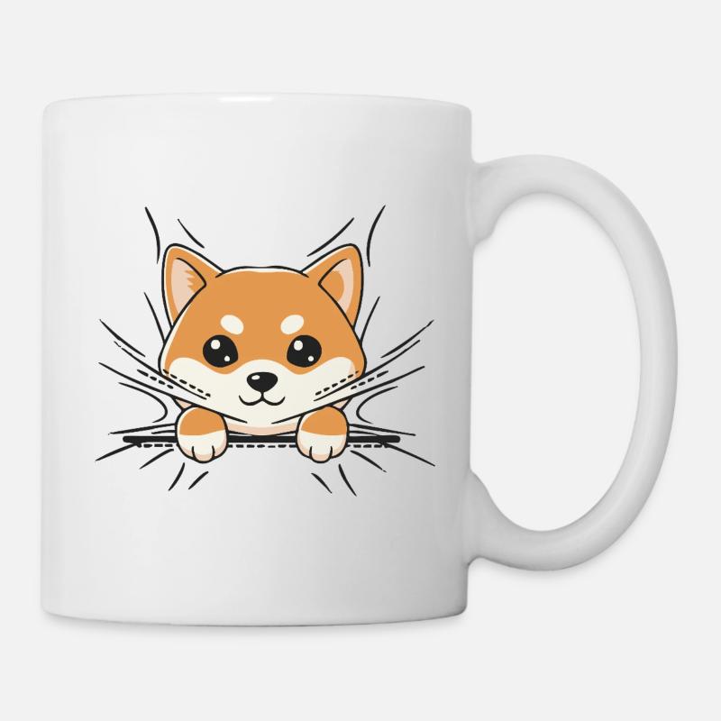 Shiba Inu emerging kawaii - Mug - white