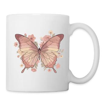 Pink Butterfly with Flowers - Mug - white - Right