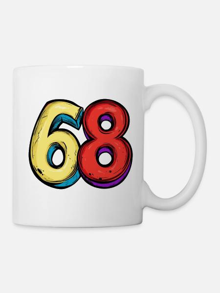 68 Zahl Bunt - Tasse - Weiß