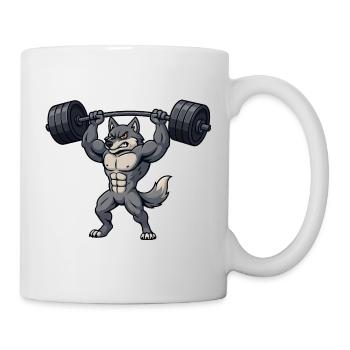 Starker Husky mit Hantel Fitness Bodybuilding - Tasse - Weiß - Rechts