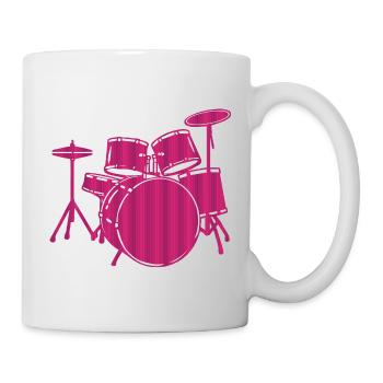 Graphisme de l’amateur de musique du set de batterie rose - Mug blanc - blanc - Droite