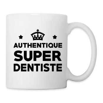 Badge Authentique Super Dentiste - Mug blanc - blanc - Droite