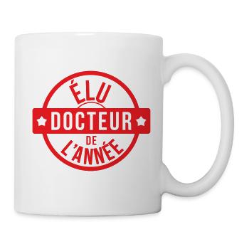 Élu docteur de l'année tampon rouge - Mug blanc - blanc - Droite