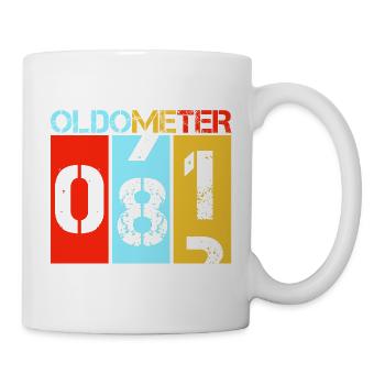 Oldometer 81 Funny 81st Birthday Retro Design - Mug - white - Right