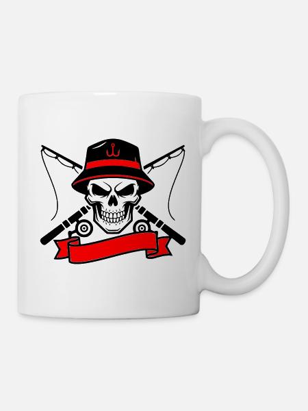 Skull Angler Crest Banner - Mug - white