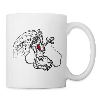 Wilder Drachenkopf – Fantasy Illustration - Tasse - Weiß - Rechts