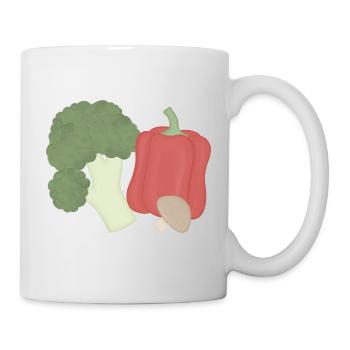 Trio de légumes brocoli poivre champignons - Mug blanc - blanc - Droite