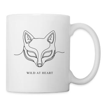Minimalistische Fuchsmaske Einzelzeilen-Kunst wild im Herzen - Tasse - Weiß - Rechts