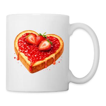 Toast en forme de cœur avec confiture de fraises - Mug blanc - blanc - Droite