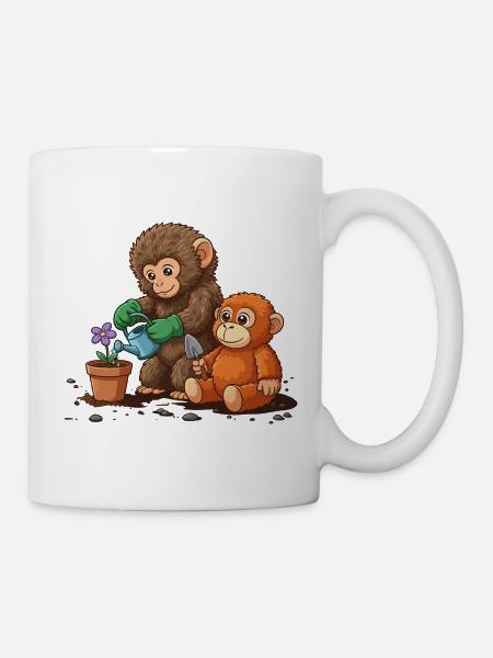 the monkey punch - Affe Gartenarbeit - Tasse - Weiß