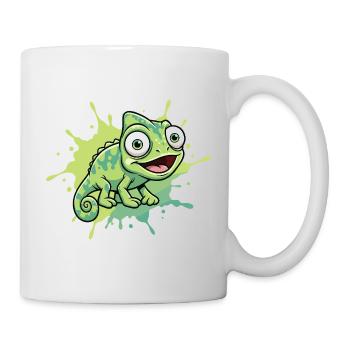 Fröhlicher Chamäleon Spritzer - Tasse - Weiß - Rechts