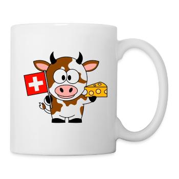 Kuh mit Schweizer Flagge Käse - Tasse - Weiß - Rechts
