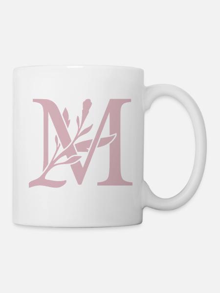 LM Floral Monogramm - Tasse - Weiß