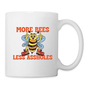More Bees Less Assholes – Retro Bienen Spruch - Tasse - Weiß - Rechts