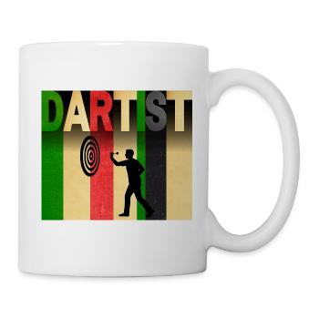 Dartist: Kunst trifft Dart Retro-Streifen - Tasse - Weiß - Rechts