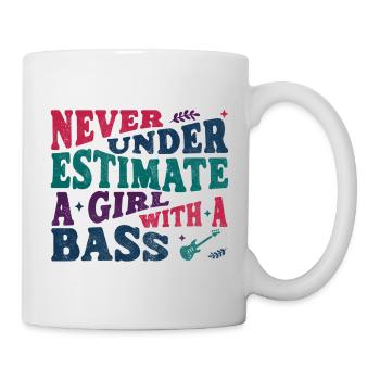 Ne sous-estime jamais une fille avec une basse - Mug blanc - blanc - Droite