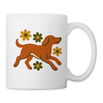 Schneller Hund im Blütenfeld - Tasse - Weiß - Rechts