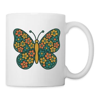 Papillon aux ailes de fleurs - Mug blanc - blanc - Droite