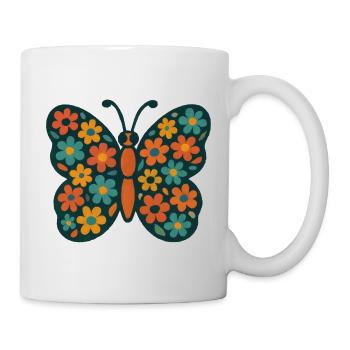 Jeu de couleurs Fleur Papillon - Mug blanc - blanc - Droite